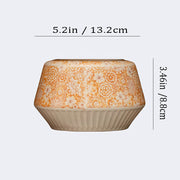 Floral Ceramic Low Bowl Planter – Ribbed Base Indoor Pot
