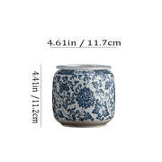 Blue & White Ceramic Planter — Chinoiserie Floral Pattern