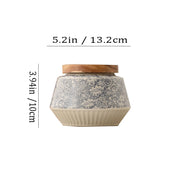 Ceramic Storage Jar with Wooden Lid — Floral Pattern