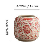 Chinese Floral Ceramic Planter – Red Peony Pattern Indoor Pot