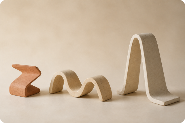 Ribbon Fold Ceramic Sculpture Series – Three-Piece Décor Collection