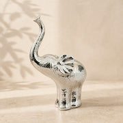 Ceramic Elephant Figurine — Electroplated Silver