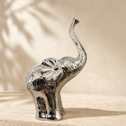Ceramic Elephant Figurine — Electroplated Silver