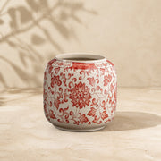Chinese Floral Ceramic Planter – Red Peony Pattern Indoor Pot
