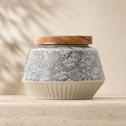 Ceramic Storage Jar with Wooden Lid — Floral Pattern